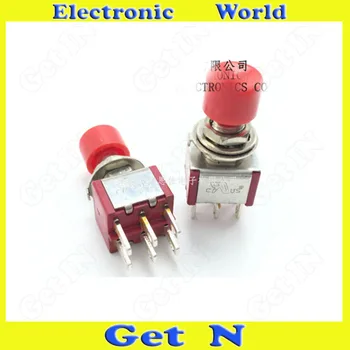 

10pcs DS-622 MTS-102M 6mm Toggle Switches Buttons 6Pins with Red Caps Silver Plating Pins