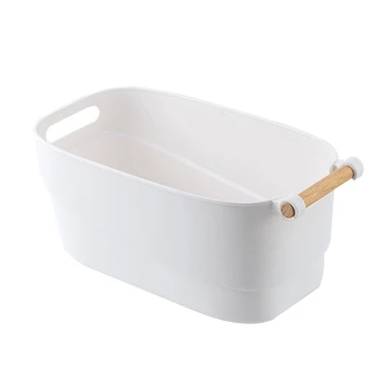 

Plastic Storage Box Space Saving Kitchen Container Thicken File Cabinet Organizer Basket Without Lid - Size: S(White)