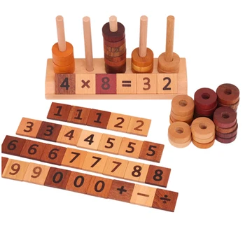 

New Wood Montessori Math Toys Digital Shape Beading Learning Preschool Counting Board Kids Educational Wooden Toys Gift D51
