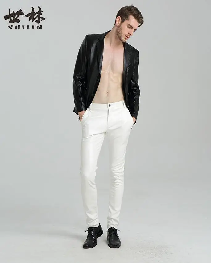 white leather pants mens