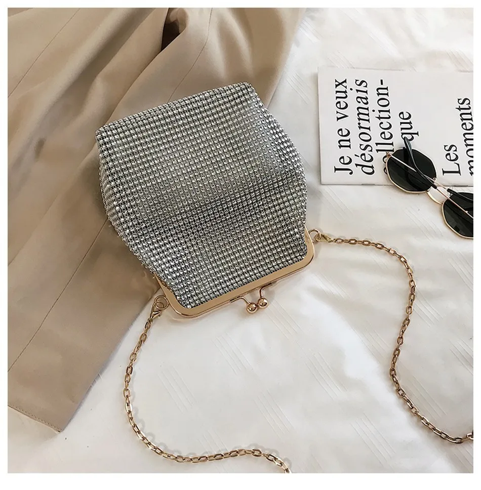 Herald Модные женские вечерние сумки из металла с бриллиантами и бисером, женская сумка на плечо с цепочкой, Маленькая женская сумка-мессенджер, сумка через плечо