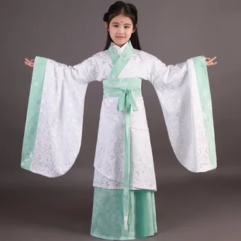 

Floral Chinese Ancient Baby Girls Clothes Zither Dance Performance Dress Kids Cospaly Costume Traditional Hanfu Clothing Suit