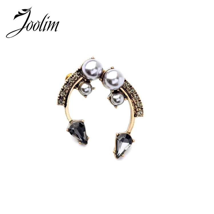 

JOOLIM Jewelry Wholesale/ Vintage Pearl Curve Stud Earring Climber Earring Accessories Jewelry Charm Jewelry Free Shipping