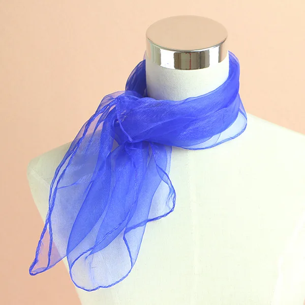 Women Girl Solid Color Soft Chiffon Silk Square Scarf Wrap Shawl Elegant Neckerchief Retro Head Neck Hair Tie Band 20 styles