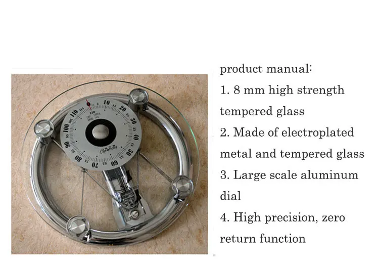 120 кг механические весы для ванной комнаты круглый закаленный стеклянный пол весы для тела из нержавеющей стали точные весы для взрослых