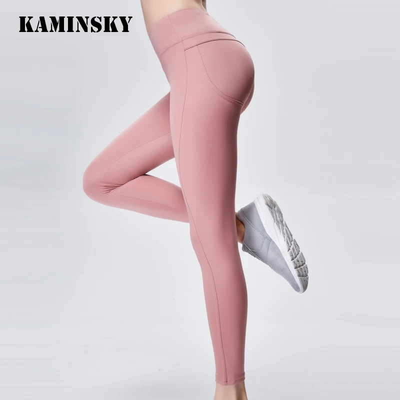 Kaminsky Push Up обтягивающие женские леггинсы для фитнеса Высокая талия и бедра одноцветное цвет повседневные штаны дышащий Тонкий Одежда для