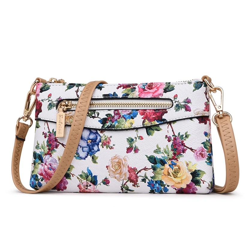 Модные Цветочный принт сумка через плечо для Для женщин высокое качество кожаные сумки на плечо Курьерские сумки женские Sac A Главная муфта кошелек - Цвет: Plum blossom