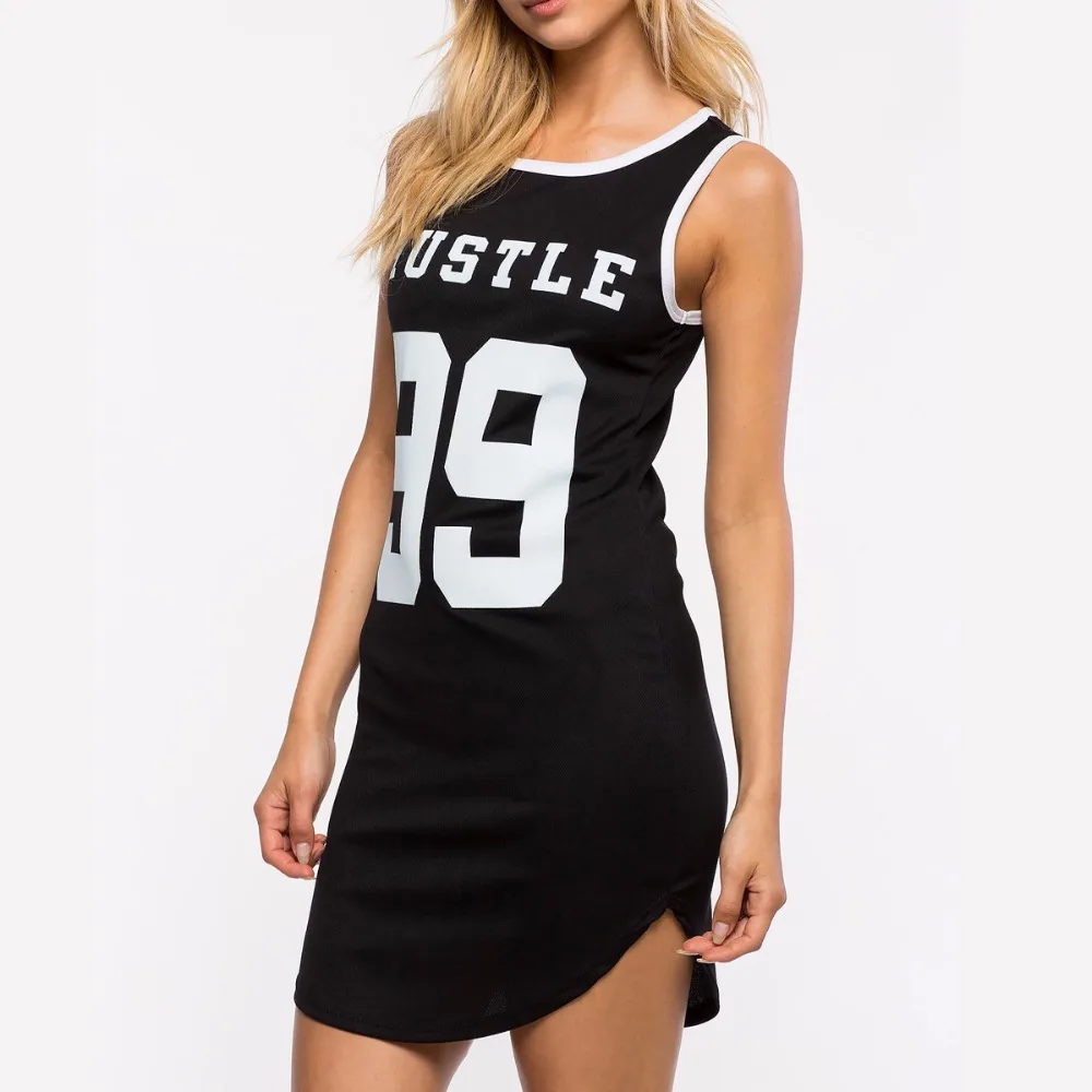 

Casual Streetwear Hip Package Dress Fashion Sleeveless Shirt-dress Letter Printed Sexy Mini Dresses Female Vestidos