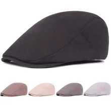 Мужская Классический береты, льняная хлопковая одноцветная Кепка Newsboy для вождения, шапки для гольфа, HATCS0384