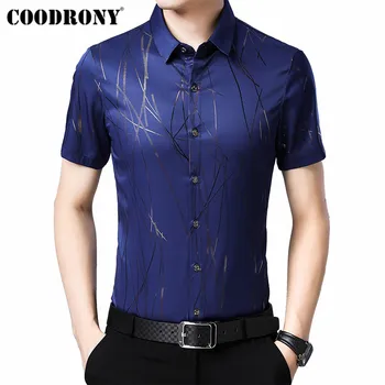 

COODRONY 2019 Summer Cool Short Sleeve Men Shirt Fashion Striped Shirt Men Social Business Casual Shirts Camisa Masculina S96024