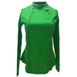 Плюс размеры 3XL! Стенд воротник рубашка с длинными рукавами для женщин демисезонный тонкий мода двубортный блузка