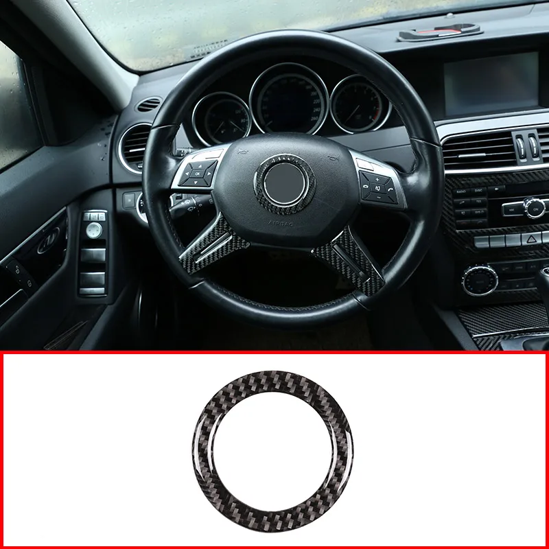 

Real Carbon Fiber For Mercedes Benz C Class W204 2007-2013 C180 C200 C260 Car Steering Wheel Decoration Ring Trim Stickers