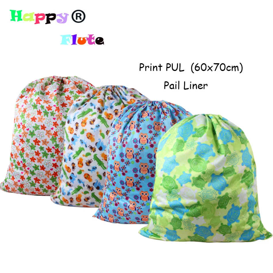 

HappyFlute Pail Liner Diapers Wet Bag Print PUL Rubbish Bag waterproof and Reusable Bag 60x70cm 1pcs Pack