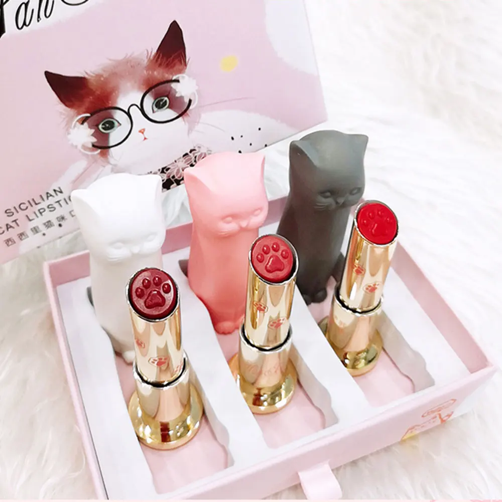 

3pcs/set Matte Lipstick Makeup Kit Waterproof Red Velvet Lip Tint Long Lasting Glitter Lip Stick Beauty Professional Cosmetic