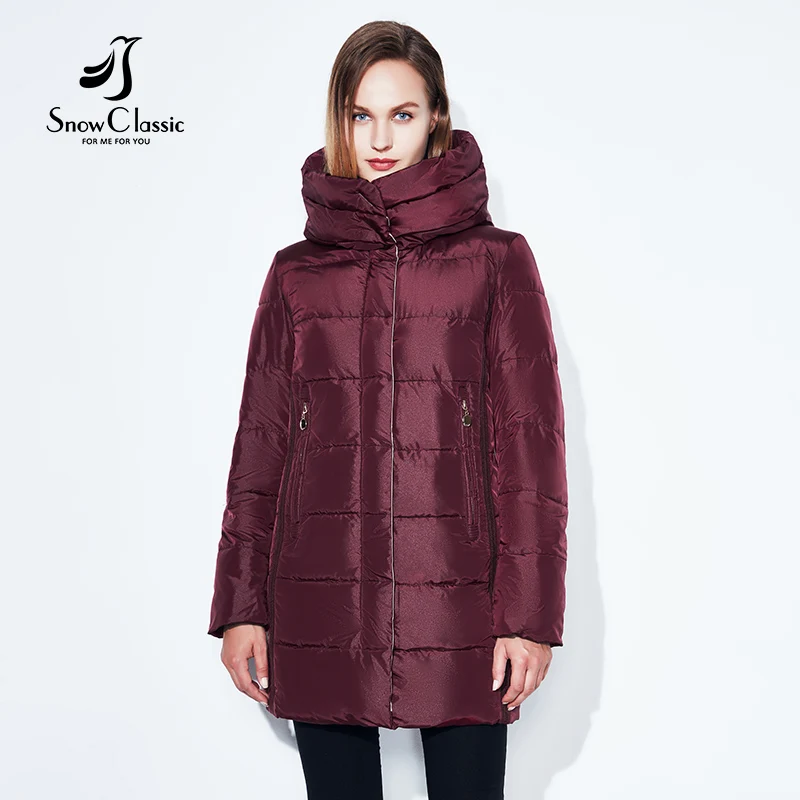 SnowClassic winter jacket women free scarf thick coats female warm parka outwear slim soft solid long jackets high quality