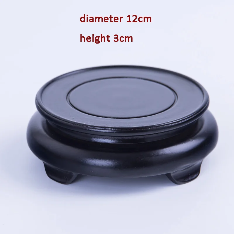 Диаметр 10-30 см, матовая черная вращающаяся деревянная основа, круглая керамическая ваза для аквариума, каменная подставка для чайника с деревянной рамой - Цвет: DIA12cm