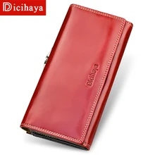 DICIHAYA Genuine Leather Women Wallets Wax oil Leather Long Ladies Wallets Clutch Design Purse Hand Bags Women Purses Phone Bag dicihaya genuine leather women wallets wax oil leather long ladies wallets clutch design purse hand bags women purses phone bag