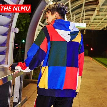 

Color Block Patchwork Hoodies Mens 2018 Hip Hop Casual Pullover Hooded Sweatshirts Male Fashion Streetwear Hoodie Clothing WE297