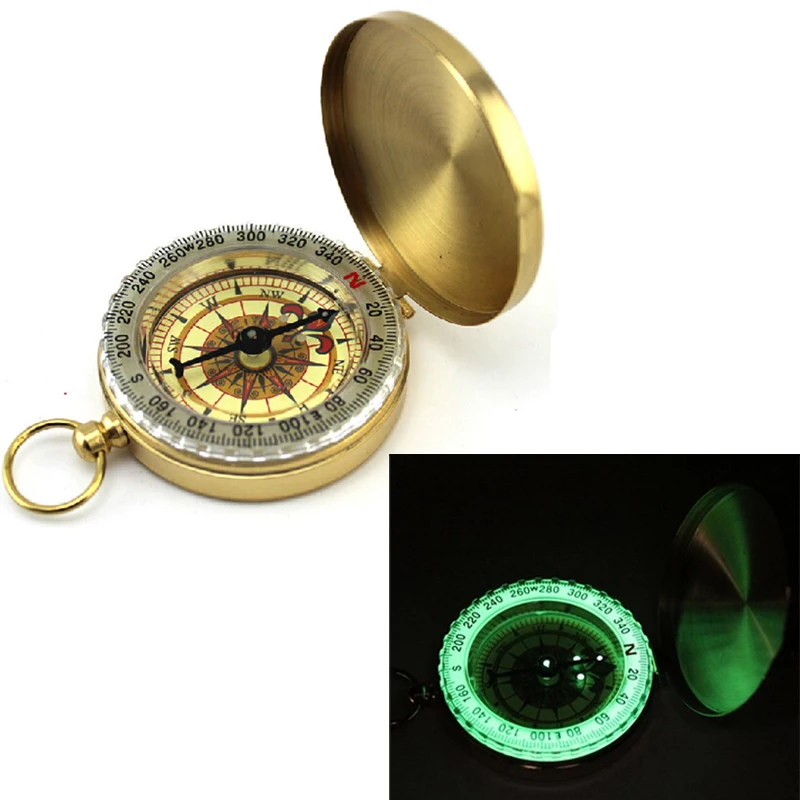 

Compass New Outdoor Camping Hiking Portable Pocket Brass Gold Color Copper Compass Navigation with Noctilucence Display 3.0#