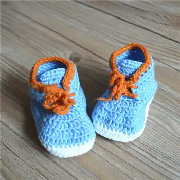 

QYFLYXUEHigh quality baby crochet sneakers shoes shoe booties,Handmade sneaker shoe prewalker for infants/toddlers/kids