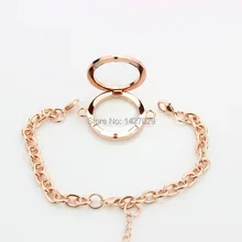 Высокое качество цинковый сплав цвета розового золота 30 мм круглый обычный магнитный плавающей медальон браслет ijn04