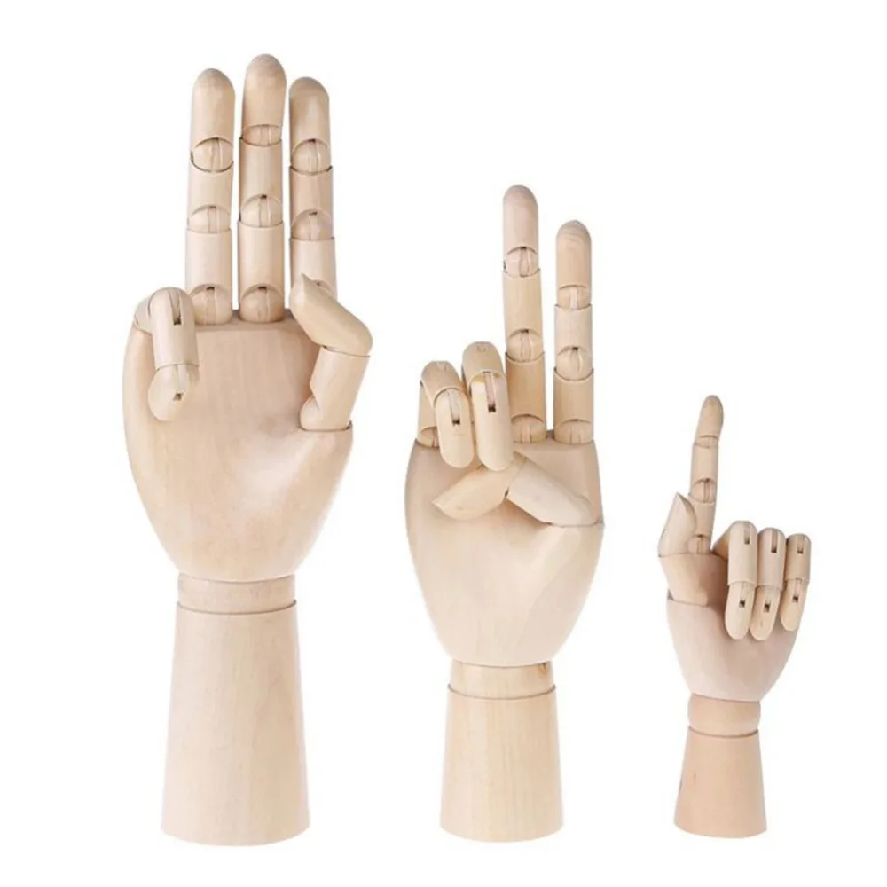 

Art Craft Wooden Hand Model Figurines Sketching Drawing Home Office Desk toy Flexible Moveable Manikin Hand Fingers Miniatures