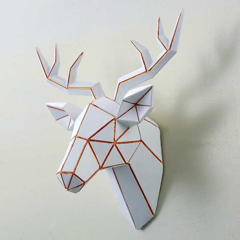 cheap WARM TOUR Geometric Deer Wall Ornaments Cabinet TV Family Decorative Pop Art Craft Ornament Simulation Resin Crafts Love Gift C