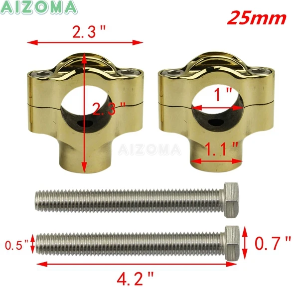 Cafe Racer латунь 7/8 ''(22 мм) рукоятка крепление стояка Крепление адаптера переменного тока для Harley sportsters XL883 XL1200 спрингер-спаниели Fatboy Универсальный - Color: 25mm-Brass