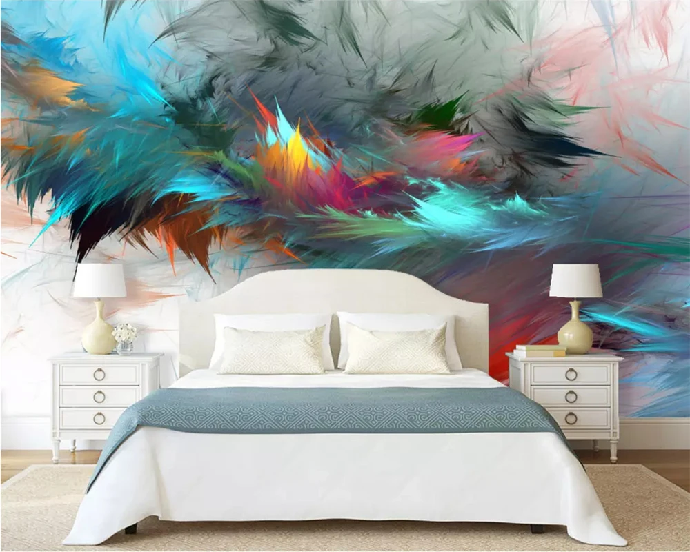 

beibehang Custom fashion 3d wallpaper modern minimalist abstract lines white feather TV sofa background wall papers home decor
