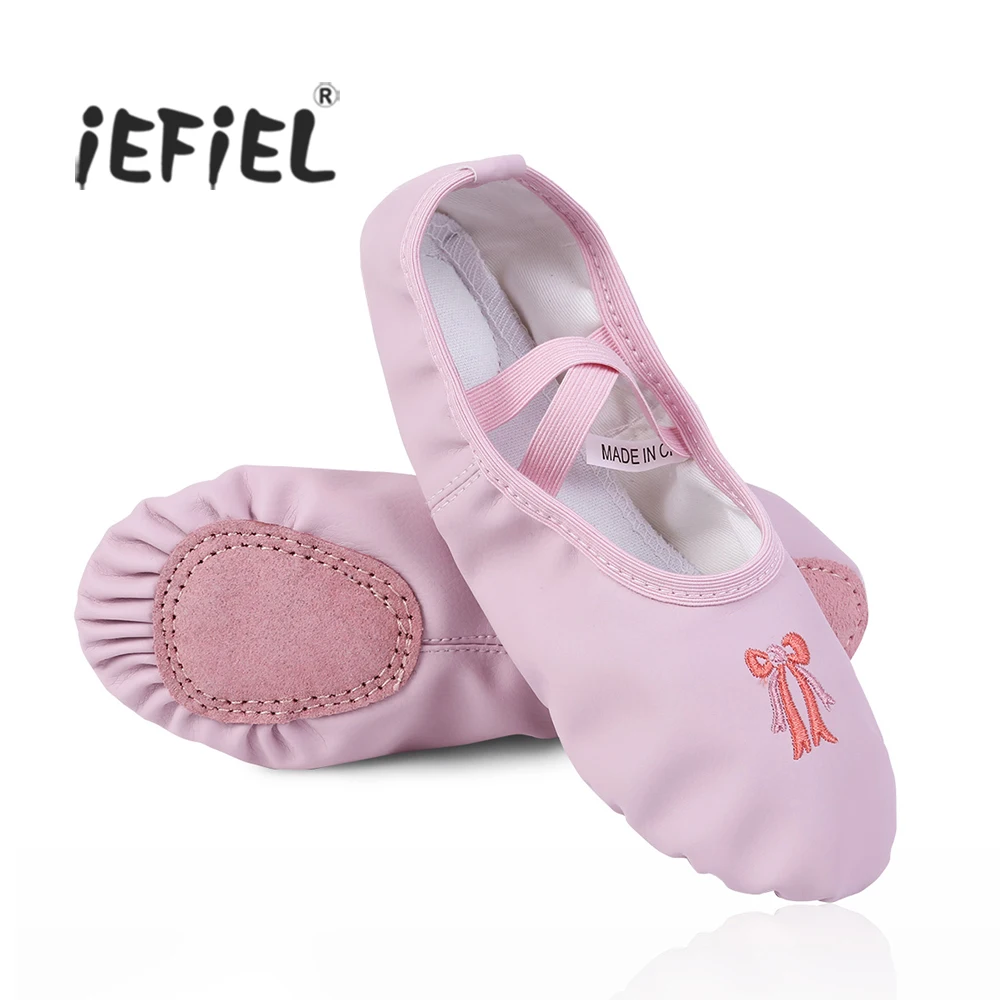 IEFiEL/1 пара; легкие мягкие профессиональные балетки из искусственной кожи для девочек; танцевальные туфли на плоской подошве; размеры США 9,5-3 M