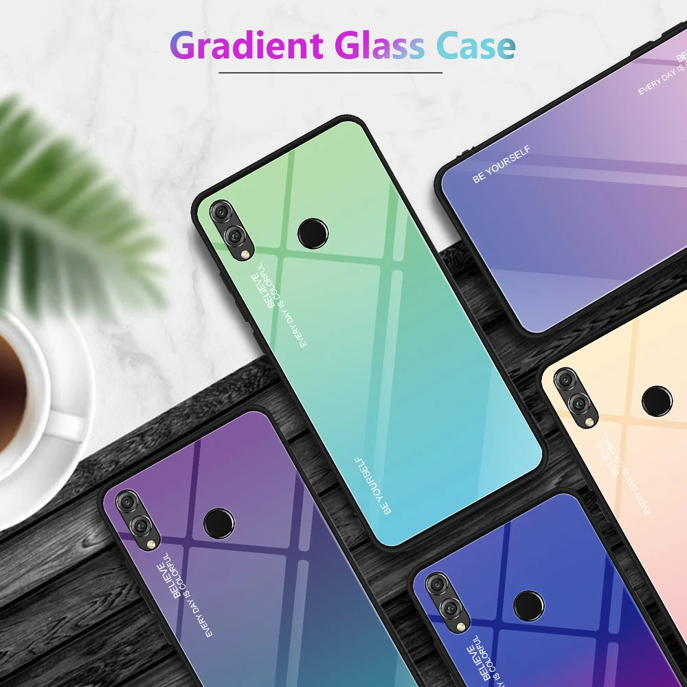 

Gradient case on for Huawei Y9prime 2019 P smart Z protective conque honor 20lite 10lite 2019 tempered glass cover bumper shell