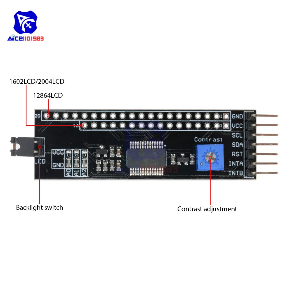 MCP23017 12864 1602 2004 LCD I2C IIC TWI последовательный интерфейс SPI плата адаптера для Arduino