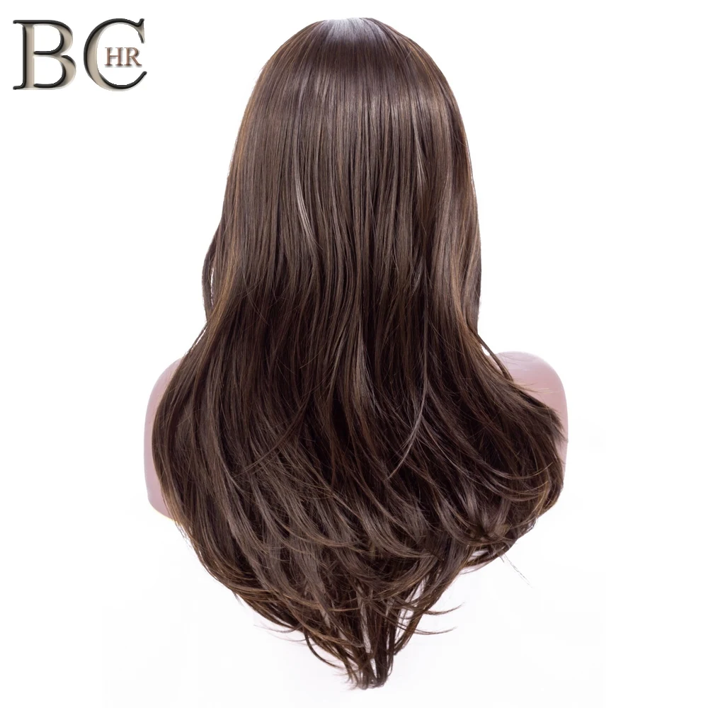 BCHR 22 дюймов длинный прямой синтетический парик Омбре парик для женщин коричневый цвет высокая температура волокна