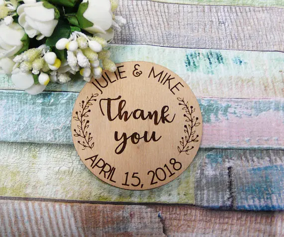 Wooden Thank You Favor Magnets Cards Wedding Favor Magnets Cards Wedding
