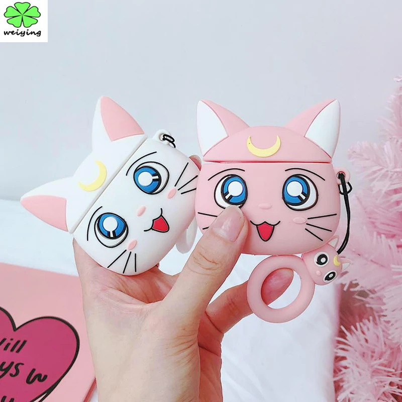 

For AirPods Case Cute Cartoon Japan cat Protective Cover Wireless Earphone Case Headphone case with Finger Ring Strap cover girl