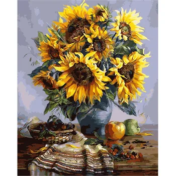 

Sunflowers DIY Coloring Paint By number Tools picture Beautiful Painting By Numbers Surprise Gift art supplies dropship