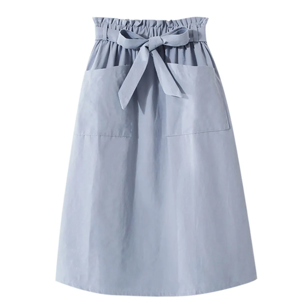 Light blue JAYCOSIN Модные женские повседневные джинсовые винтажные удобные Сплит летняя с высокой талией повседневные женские длинные юбки до середины икры Jun06 - Цвет: Light blue