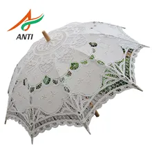 Анти-модный зонтик от солнца, хлопковый Вышитый свадебный зонтик, белый кружевной зонтик в стиле бэттенбург, Свадебный зонтик, украшения
