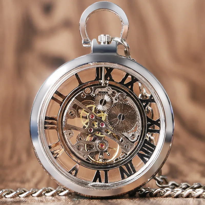 Стимпанк Прозрачный Colar Masculino Медь Windup ручным подзаводом Механический ручной взвод карманные часы Для мужчин Подарки для любого пола Reloj Mujer