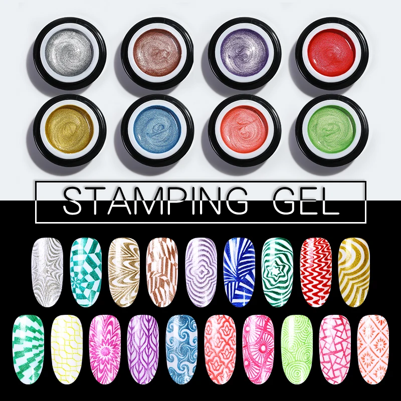 

BORN PRETTY 5ml Nail Stamping Gel Shiny Powder Glitter Nail UV Gel Polish Soak Off Lacquer Varnish for Nail Art Stamping Plate