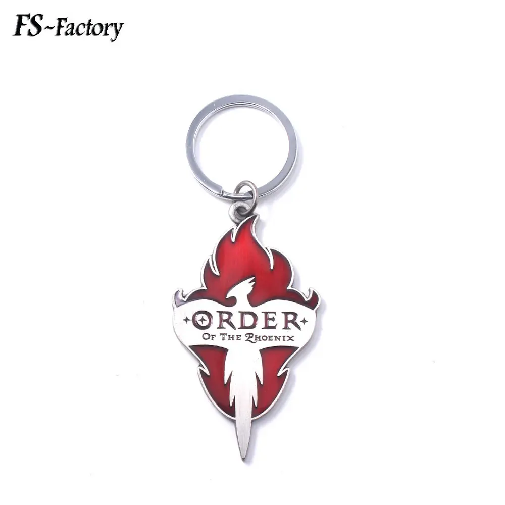 

Movie HP Potter Order of The Phoenix Keychain Red Flame Logo Key Chain for Women Men Car Keyring Key finder Jewelry Gift