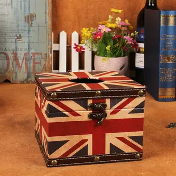

New classic fashion British style Imitation of ancient wood Roll paper cassette household product love home rectangle Napkin box
