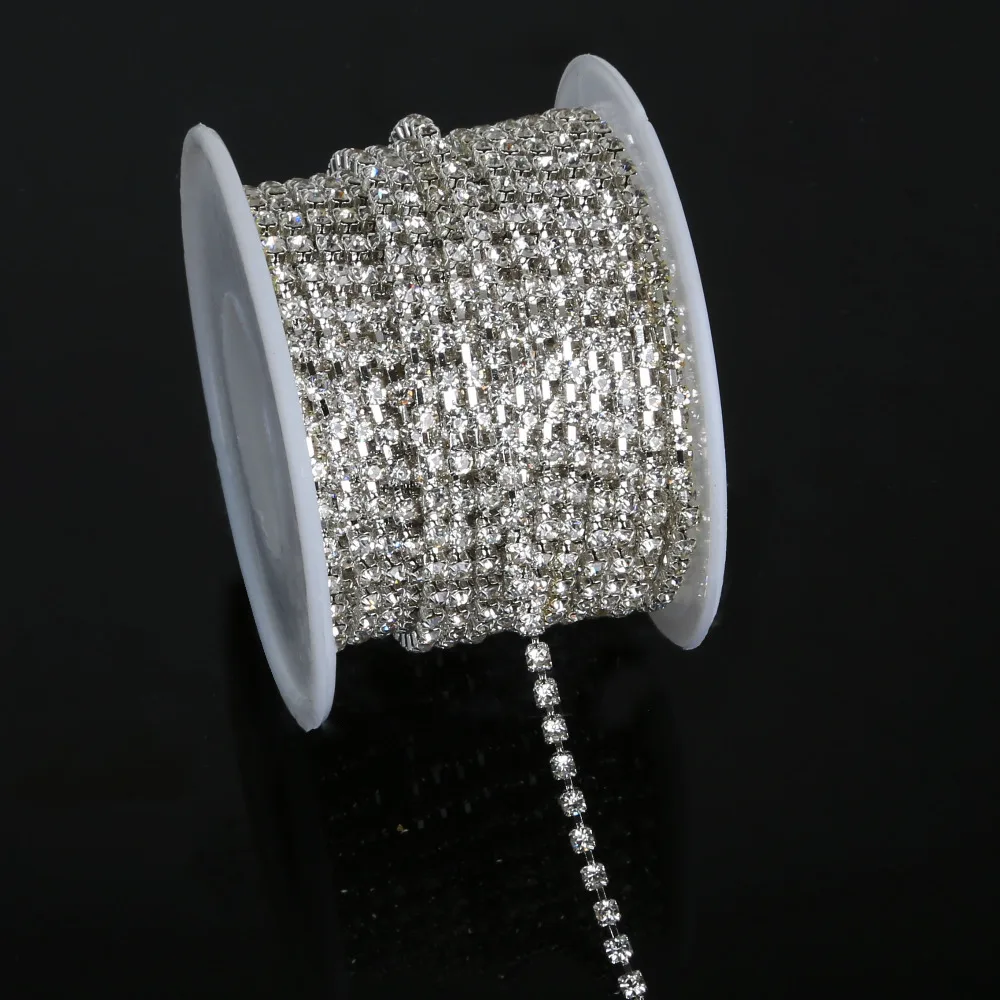10 ярдов/рулон блестящая цепочка со стразами 2 4 5 мм|clear crystal|roll clear crystalrhinestone chain |