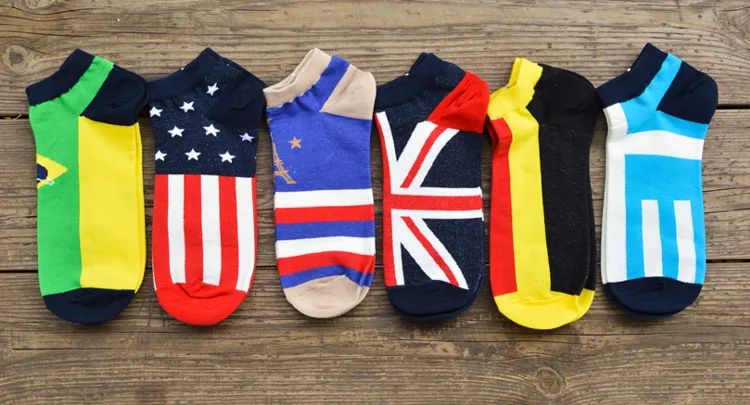Новое поступление Для мужчин носки следы, хорошо подходят для топсайдеров, мужские хлопковые носки тапочки с закрытым носком Национальный флаг носок
