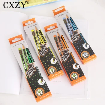 

CXZY 12Pcs/Set Black HB Wood Sketch pencils Painting art drawing Eraser school supplies Office Korea cute kawai stationery 1Q803