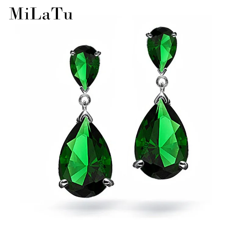 

Green Glass Drop Earrings For Women Water Drop Pending Earrings Women Wedding Jewelry Gift E008TJ