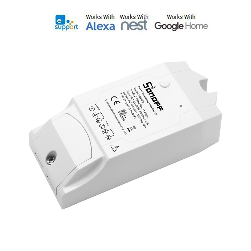 Смарт переключатель Sonoff Pow R2 15A 3500 Вт Wifi с более высокой точностью измерения