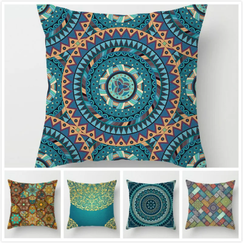 

RULDGE 2019 Bohemian Mandala Style Cushion Cover Polyester Geometric Printing Home Decorative Pillow Cover for Sofa Car