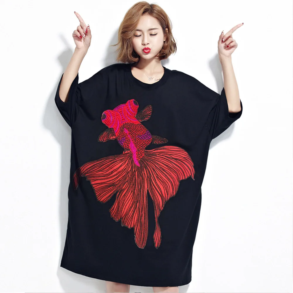 

Exquisite Cloth Red Goldfish Lace Clothing Accessories Simple Color Short-Sleeved Cloth Computer DIY Embroidery
