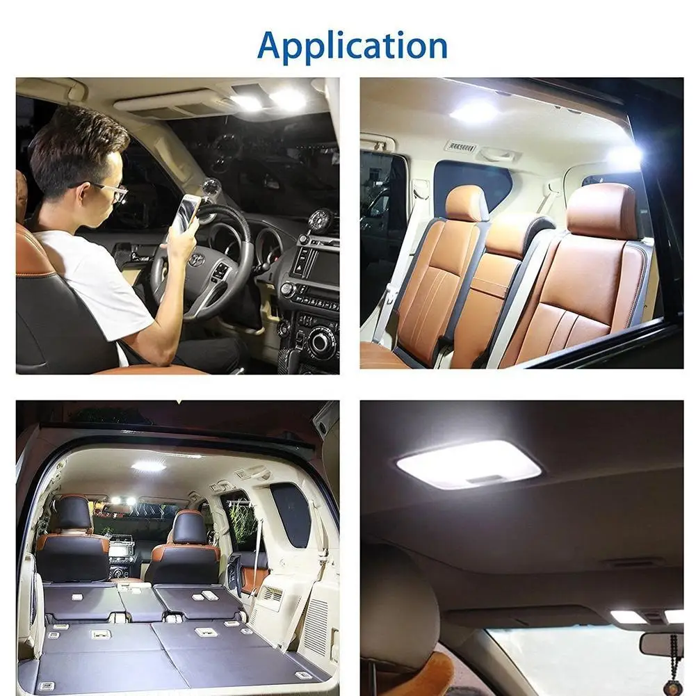 1pc Factory Stock Led Car Light, Double-ended Reading Light, 36mm-5050-3smd  Decoding-free Ceiling Light, License Plate Light, Trunk Light, 12v